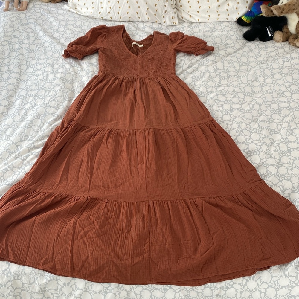 Christy Dawn smocked top/rust orange/medium dress.